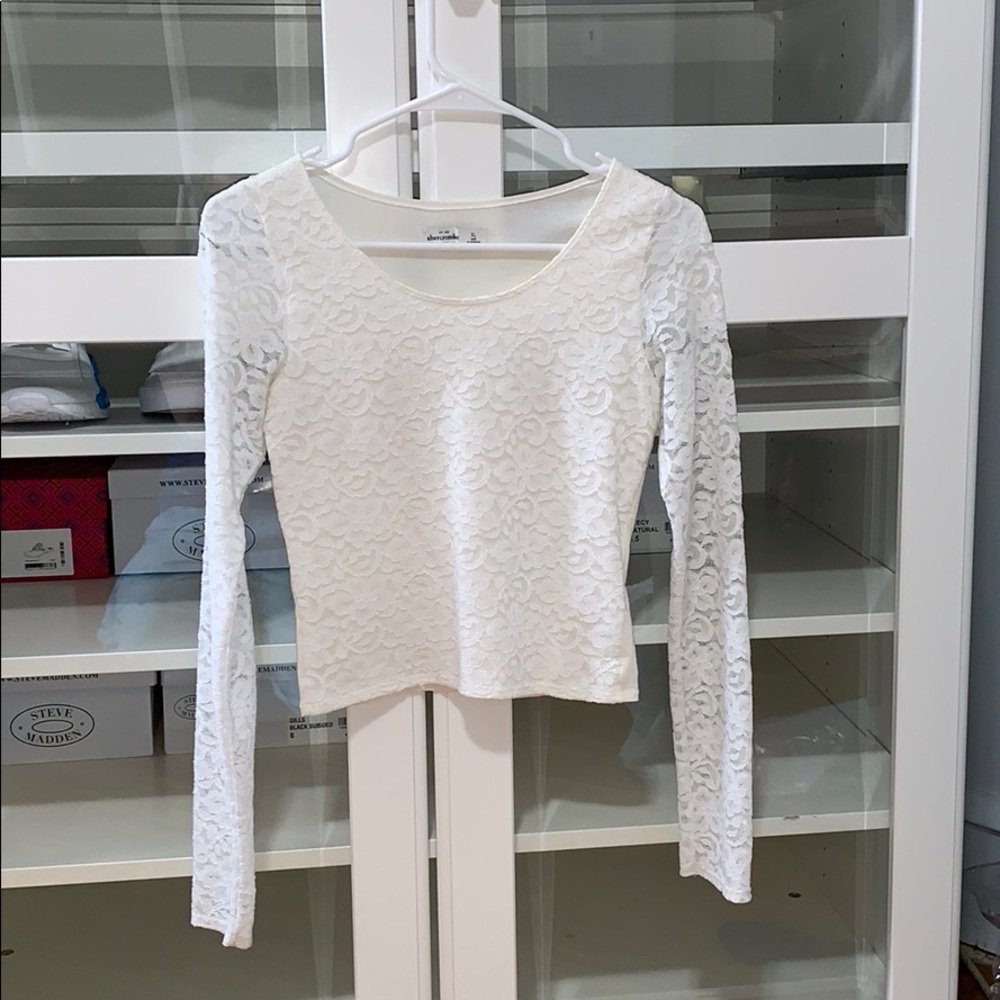 A white lace crop top